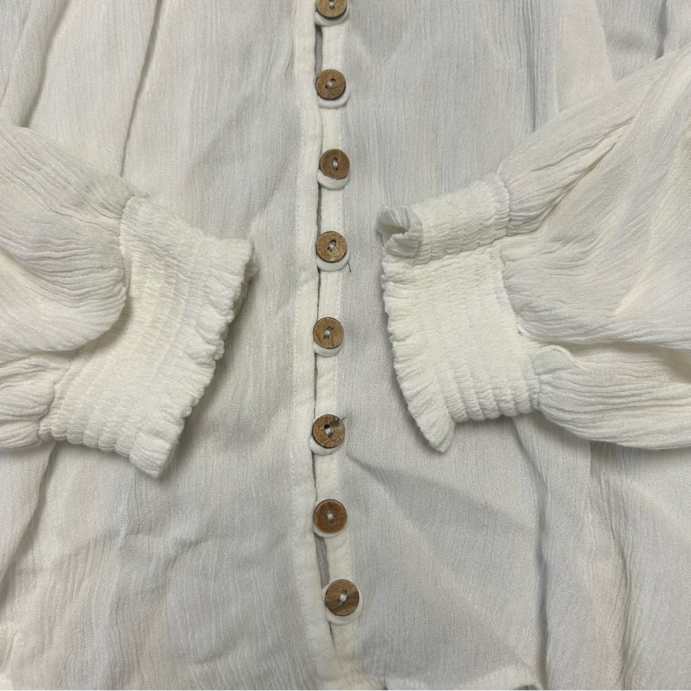 FREE PEOPLE sunrise shirt blouse in ivory white size S - Picture 9 of 16